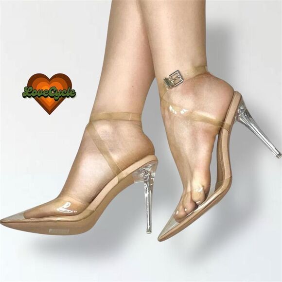 Missguided Perspex Clear Pointed Toe Heels – Size US 8 - Picture 1 of 8